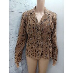 Erin London Cardigan Jacket Womens Metallic Beige Brown  Sz S